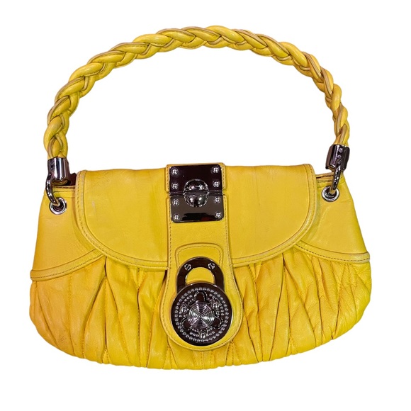 STEVE MADDEN Vintage Bright Yellow Purse W/ Braided Strap - Picture 9 of 16